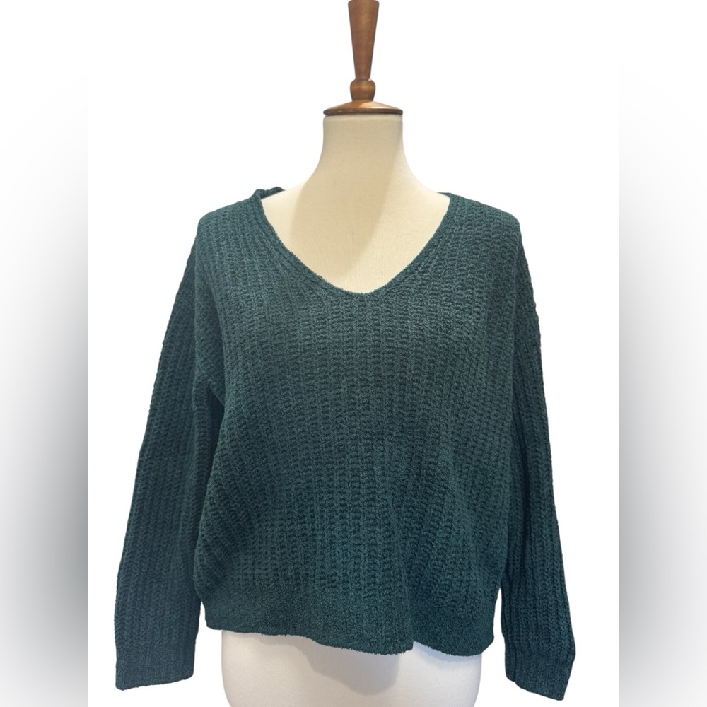 Express Green V-Neck Knit Sweater #293